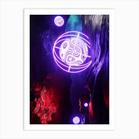 Neon landscape: Sphere [synthwave/vaporwave/cyberpunk] — aesthetic retrowave neon poster Art Print