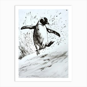Emperor Penguin Sliding On Ice 1 Art Print