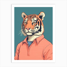 Tiger Illustrations Wearing A Polo Shirt 4 Art Print