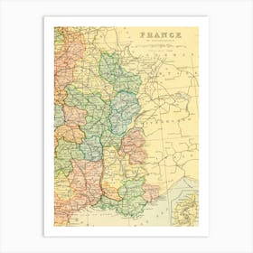 Map Of France — retro map, vintage map print Art Print