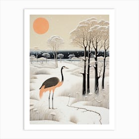 Winter Bird Painting Ostrich 1 Art Print