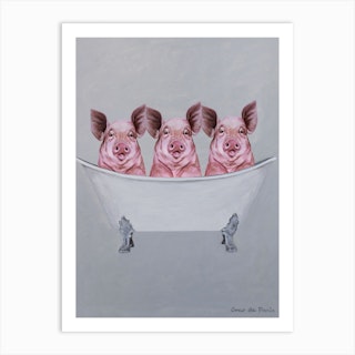 Pigs In Bathtub Art Print