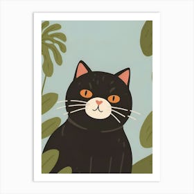 The Mischievous Black Cat In The Jungle Art Print