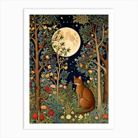 William Morris Cat In The Forest 4 Art Print