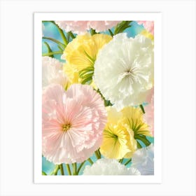 Carnations Pastel Floral 3 Flower Art Print