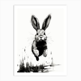 Rabbit Prints Ink Drawing Black And White 8 Art Print