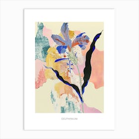 Colourful Flower Illustration Poster Delphinium 3 Art Print