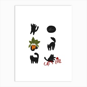 Cat's Life Poster, Meow Wall Art, Funny Crazy Cat Lady Decor, Trendy Kitten Print, Kitty Home Decor Art Print