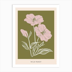 Pink & Green Wild Pansy 1 Flower Poster Art Print