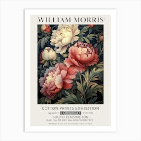 William Morris Peonies Pink And Red Vintage Exhibition Art Print