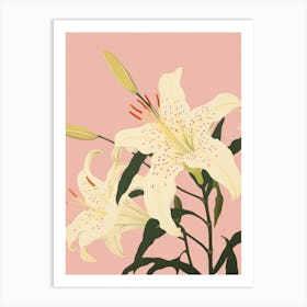 Lilies Flower Big Bold Illustration 4 Art Print