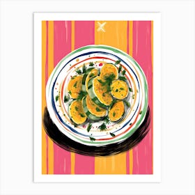 A Plate Of Pumpkins, Autumn Food Illustration Top View 43 Art Print