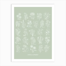 Floral Alphabet | Sage Green Art Print