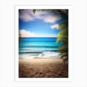 Tropical Beach With Palm Trees 1 Art Print