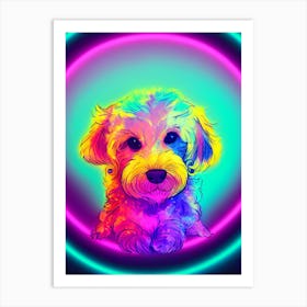 Neon Goldendoodle Art Print