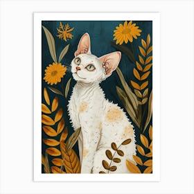 Devon Rex Cat Storybook Illustration 4 Art Print