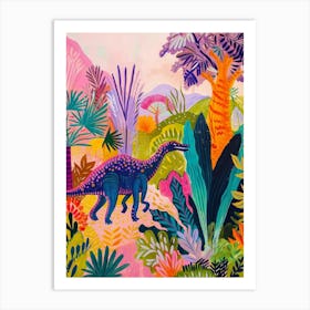 Colourful Dinosaur In The Wild Painting 3 Art Print