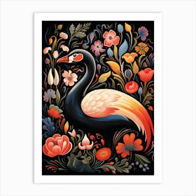 Folk Bird Illustration Swan 5 Art Print