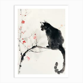 Cat In Cherry Blossoms Art Print