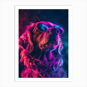 Beautiful Dog Under Neon Lights 2 Art Print