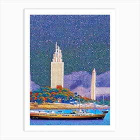 San Diego, City Us  Pointillism Art Print