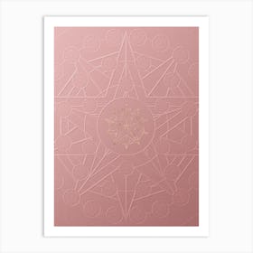 Geometric Gold Glyph on Circle Array in Pink Embossed Paper n.0058 Art Print