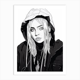 Billie Eilish B&W Portrait 1 Art Print