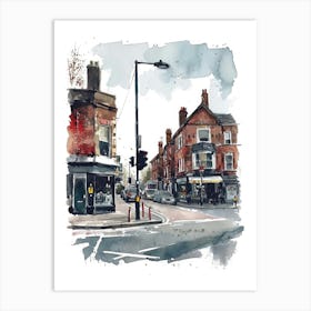 Barnet London Borough   Street Watercolour 4 Art Print