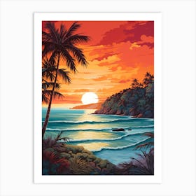 Sunkissed Painting Of Coral Bay Beach Australia 3 Art Print