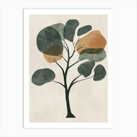Boxwood Tree Minimal Japandi Illustration 3 Art Print
