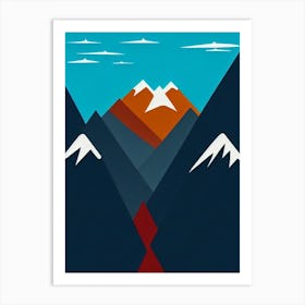 Tignes, France Modern Illustration Skiing Poster Art Print