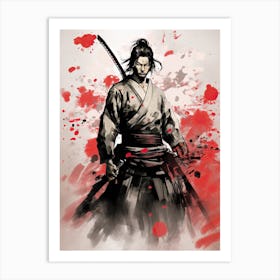 Samurai Sumi E Illustration 4 Art Print