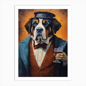 Gangster Dog Saint Bernard Art Print