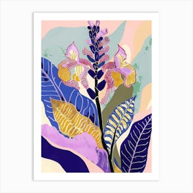 Colourful Flower Illustration Lilac 1 Art Print