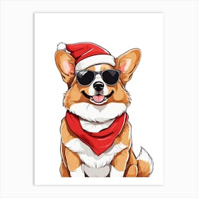 Christmas Corgi Dog Art Print