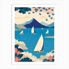 Sailboats In The Sea Art Print