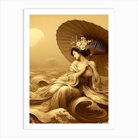 Japan Traditional Geisha Illustration By Ad 71 Art Print