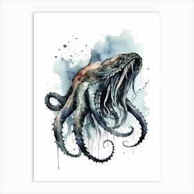Kraken Watercolor Painting (12) Art Print
