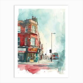 Waltham Forest London Borough   Street Watercolour 1 Art Print