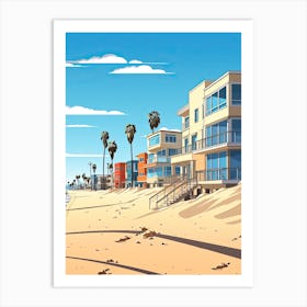 Venice Beach California, Usa, Flat Illustration 1 Art Print
