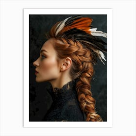 Beautiful Woman With Feathers Art Print