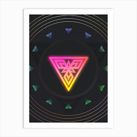 Neon Geometric Glyph in Pink and Yellow Circle Array on Black n.0283 Art Print
