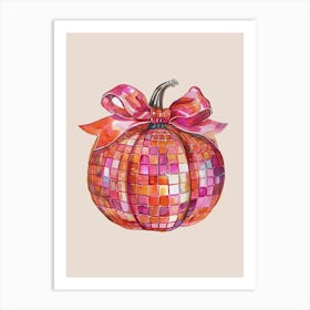 Coquette Bow Disco Pumpkin – Trendy Aesthetic Fall Decor With A Chic Twist 1 Art Print