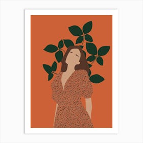 Woman In Polka Dot Dress Art Print