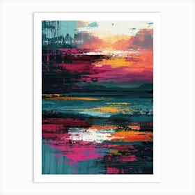 Abstract Sunset | Pixel Art Series 1 Art Print