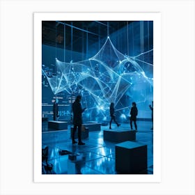 A Geometric Structure Sprawled Across A Global Scale Its Interconnected Nodes Pulsating With Data T (5) Art Print