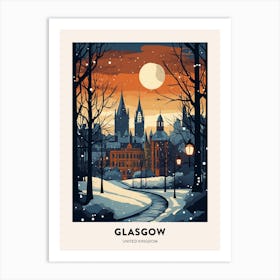 Winter Night  Travel Poster Glasgow United Kingdom 1 Art Print