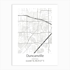 Duncanville,United States Minimalist Map Art Print