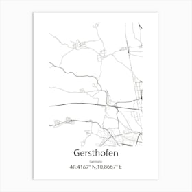 Gersthofen,Germany Minimalist Map Art Print