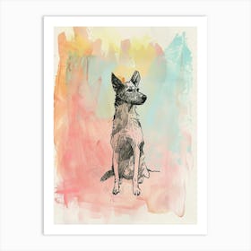 Colourful Portuguese Podengo Pequeno Dog Abstract Line Illustration 4 Art Print